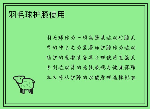 羽毛球护膝使用